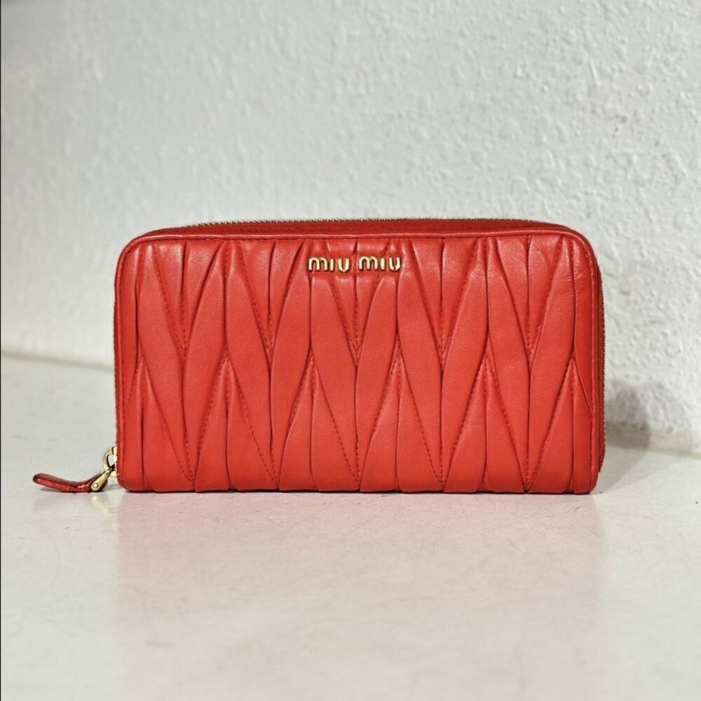 Miu Miu Orange Leather Wallet